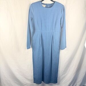 Vintage Talbots Long Sleeve Chambray Maxi Dress Size 8 Cotton Denim Modest